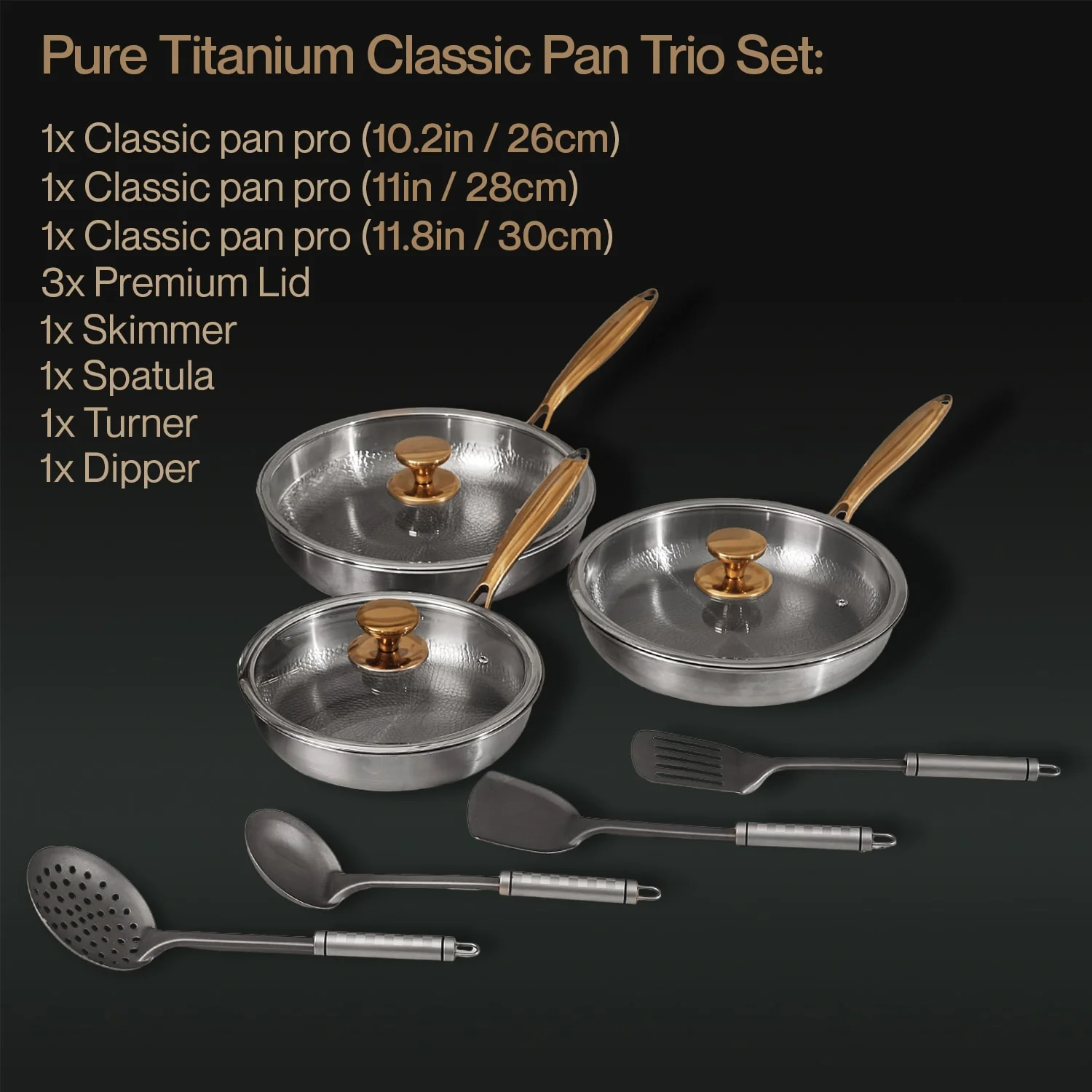 Pure Titanium Classic Pan Trio Set (10 Piece) - Image 2